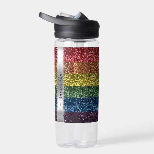 Rainbow-Glitzer Personalisierter Name Trinkflasche (Rechts)