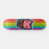 Rainbow Glitzer Pink Kitty Cat Optical Illusion Sk Skateboard (Horizontal)