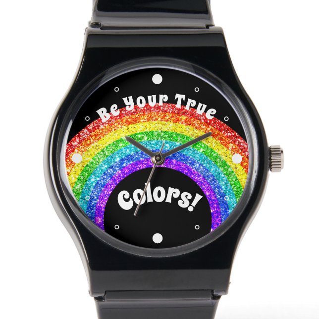 Rainbow Glitzer Pride LGBT Ihre wahren Farben Armbanduhr (Von Creator hochgeladen)
