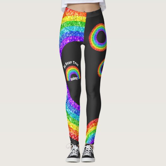 Rainbow Glitzer Pride LGBT Ihre wahren Farben Leggings (Vorderseite)