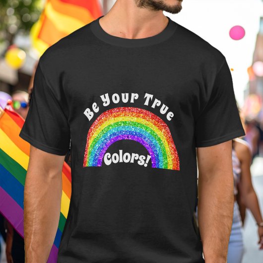 Rainbow Glitzer Pride LGBT Ihre wahren Farben T-Shirt