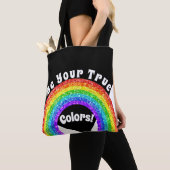 Rainbow Glitzer Pride LGBT Ihre wahren Farben Tasche (Von Nahem)