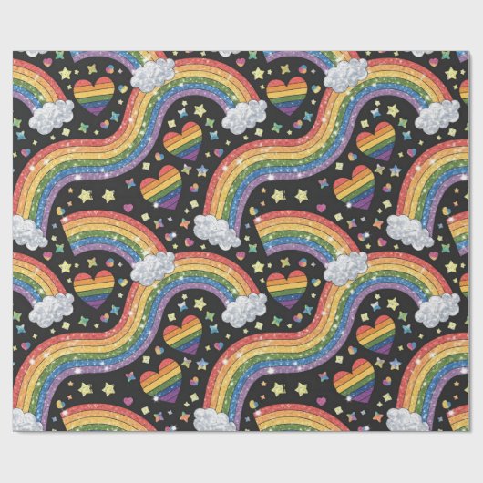 Rainbow Glitzer Pride | LGBTQ+ Geschenkpapier (Flach)