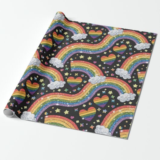 Rainbow Glitzer Pride | LGBTQ+ Geschenkpapier (Ungerollt)