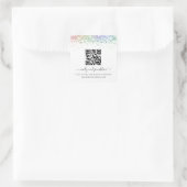 Rainbow Glitzer QR Code Wedding Website Quadratischer Aufkleber (Tasche)