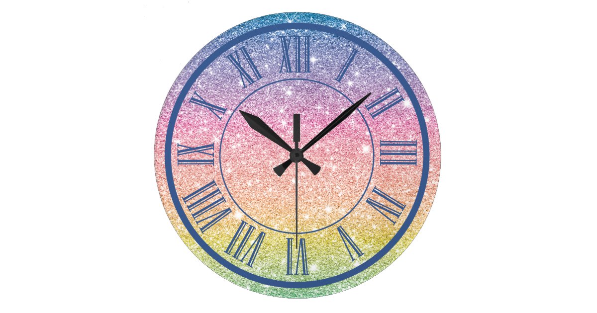 Ehrfürchtig Große Wanduhr Glitzer Rainbow Glitzer Romanum Große Wanduhr