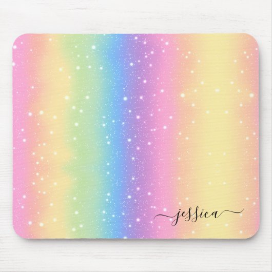 Rainbow-Glitzer Rosa Gelb Blau Mousepad (Vorne)