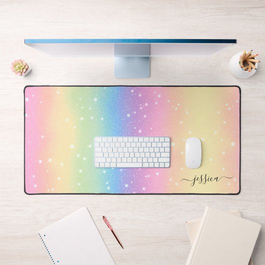 Rainbow-Glitzer Rosa Gelb Blau Schreibtischunterlage