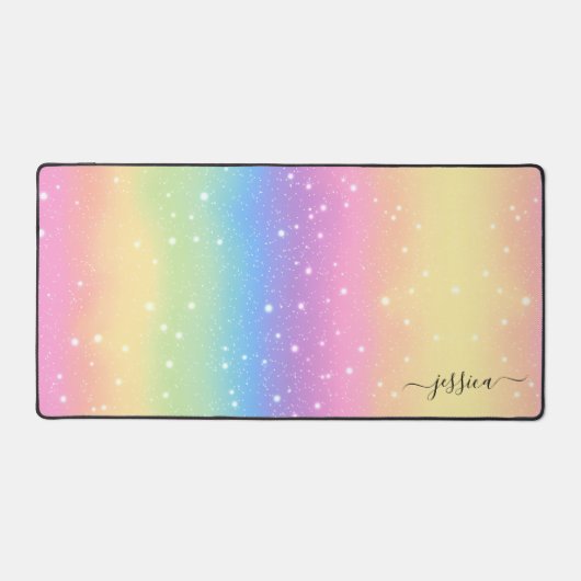 Rainbow-Glitzer Rosa Gelb Blau Schreibtischunterlage (Vorderseite)