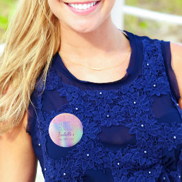 Rainbow Glitzer rosa Name monogramm  Button