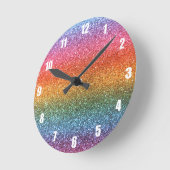 Rainbow Glitzer Runde Wanduhr (Winkel)
