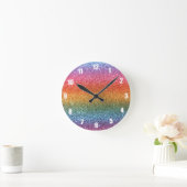 Rainbow Glitzer Runde Wanduhr (Zuhause)