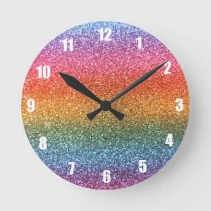 Rainbow Glitzer Runde Wanduhr