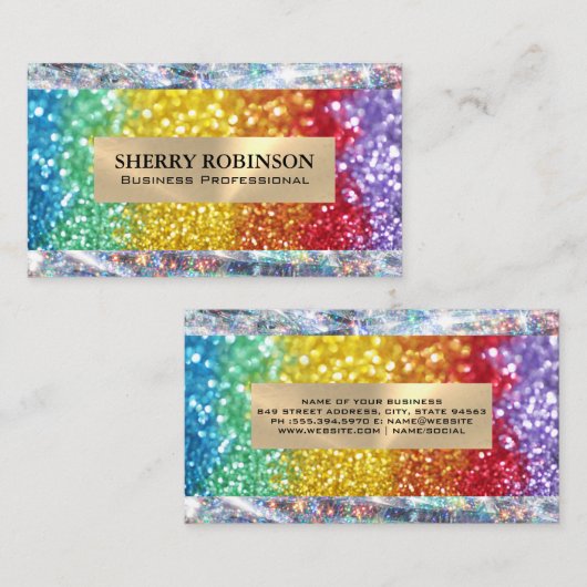 Rainbow Glitzer | Shimmer Shine Visitenkarte (Vorne/Hinten)