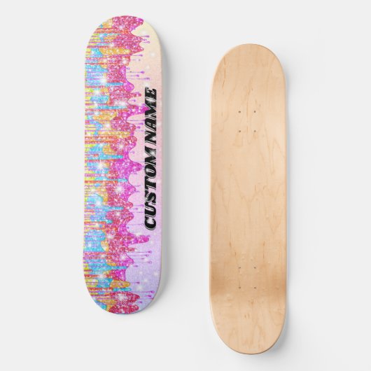 Rainbow Glitzer Skateboard (Vorderseite)