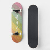 Rainbow Glitzer Skateboard personalisiert mit Name (Vorderseite)