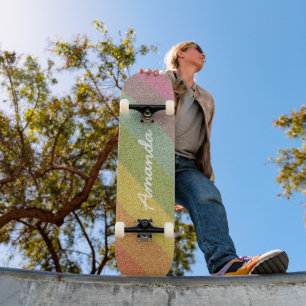 Rainbow Glitzer Skateboard personalisiert mit Name
