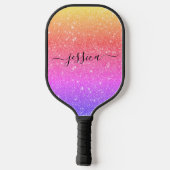 Rainbow Glitzer Skriptname Pickleball Paddel Pickleball Schläger (Rückseite)