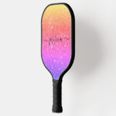 Rainbow Glitzer Skriptname Pickleball Paddel Schläger (Links)