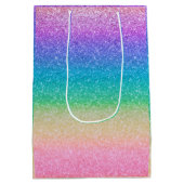 Rainbow Glitzer Sparkle Hübsch Birthday Party Glam Mittlere Geschenktüte (Rückseite)