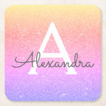 Rainbow Glitzer & Sparkle Monogram Geburtstag Rechteckiger Pappuntersetzer<br><div class="desc">Gold,  Pink und Lila Rainbow Pastel Ombre Imitats Glitzer und Sparkle Elegant Monogram Birthday Party Untersetzer. Diese Geburtstagsparty,  Brautparty,  Hochzeit oder Junggeselinnen-Abschied Untersetzer können auf Ihren Vor- und Erstnamen angepasst werden. Bitte kontaktieren Sie den Designer,  um passende Artikel zu erhalten.</div>