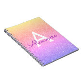 Rainbow Glitzer Sparkle Monogram Notebook Notizblock (Rechte Seite)