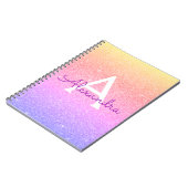 Rainbow Glitzer Sparkle Monogram Notebook Notizblock (Linke Seite)