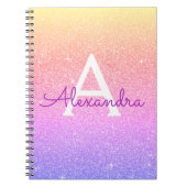 Rainbow Glitzer Sparkle Monogram Notebook Notizblock (Vorderseite)