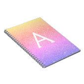 Rainbow Glitzer Sparkle Monogram Notebook Notizblock (Rechte Seite)