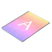 Rainbow Glitzer Sparkle Monogram Notebook Notizblock (Linke Seite)
