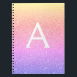 Rainbow Glitzer Sparkle Monogram Notebook Notizblock<br><div class="desc">Rainbow Pastel Gold,  Pink und Lila Ombre Imitate Glitzer Sparkle Elegant Mit Monogramm Notebook für Schule oder Arbeit. Das Notebook ist ideal für den Rückweg in die Schule oder für die Planung einer Hochzeit oder eines Brautparty</div>