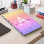 Rainbow Glitzer Sparkle Monogram Notebook Notizblock<br><div class="desc">Rainbow Pastel Gold,  Pink und Lila Ombre Imitate Glitzer Sparkle Elegant Mit Monogramm Notebook für Schule oder Arbeit. Das Notebook ist ideal für den Rückweg in die Schule oder für die Planung einer Hochzeit oder eines Brautparty</div>