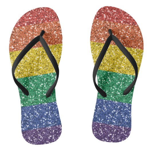 Rainbow Glitzer Sparkle Pride Badesandalen (Fußbett)