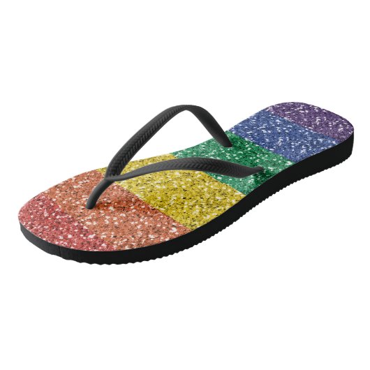 Rainbow Glitzer Sparkle Pride Badesandalen (Schrägansicht)
