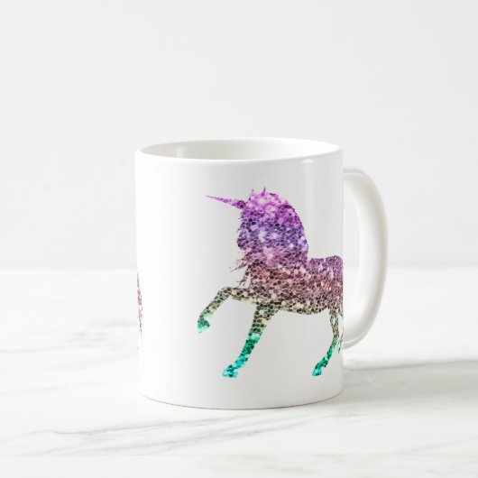 Rainbow Glitzer Sparkle Unicorn Iridescent Tasse (VorderseiteRechts)