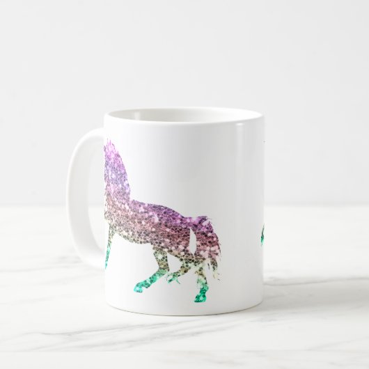 Rainbow Glitzer Sparkle Unicorn Iridescent Tasse (Vorderseite Links)
