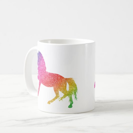 Rainbow Glitzer Sparkle Unicorn Tasse (Vorderseite Links)