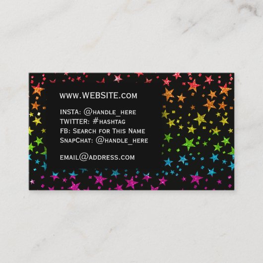 Rainbow Glitzer Stars Beruflicher Spaß Visitenkarte (Vorderseite)