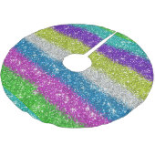 Rainbow Glitzer Streifen Polyester Weihnachtsbaumdecke (Schrägansicht)