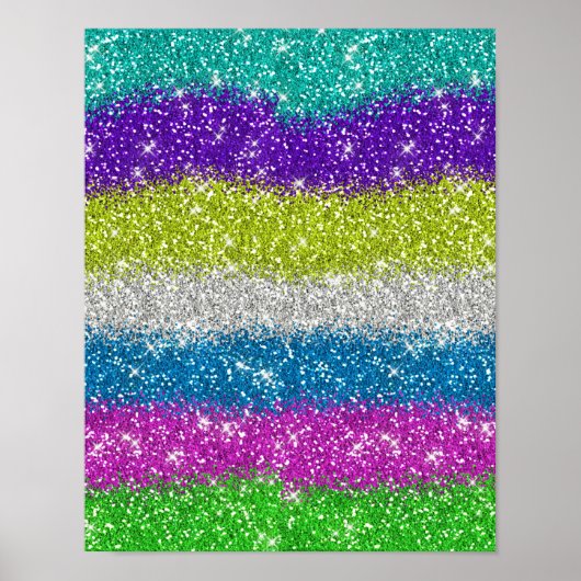 Rainbow Glitzer Streifen Poster (Vorne)