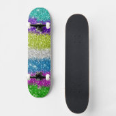 Rainbow Glitzer Streifen Skateboard (Vorderseite)