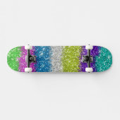 Rainbow Glitzer Streifen Skateboard (Horizontal)