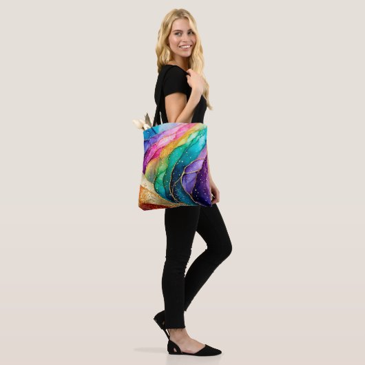 Rainbow Glitzer Tote Bag Tasche (Am Model)