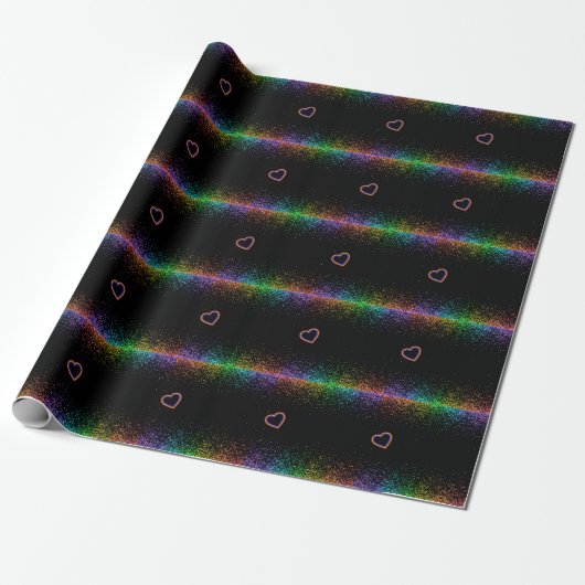 Rainbow Glitzer Trippy Hippie Pride Heart Geschenkpapier (Ungerollt)
