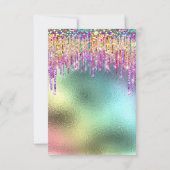 Rainbow Glitzer Tropfen Bridal 16. Einhorn Einladung (Rückseite)