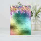 Rainbow Glitzer Tropfen Bridal 16. Unicorn Mermaid Einladung (Stehend Vorderseite)