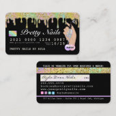 Rainbow Glitzer Tropfen Holographic Nail Tech Cred Visitenkarte (Vorne/Hinten)