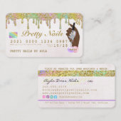 Rainbow Glitzer Tropfen Holographic Nail Tech Cred Visitenkarte (Vorne/Hinten)