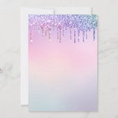 Rainbow Glitzer Tropfen Pink Baby Dusche Einladung (Rückseite)