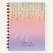 Rainbow Glitzer Tropfen Rhinestones Mit Monogramm Notizblock (Vorderseite)